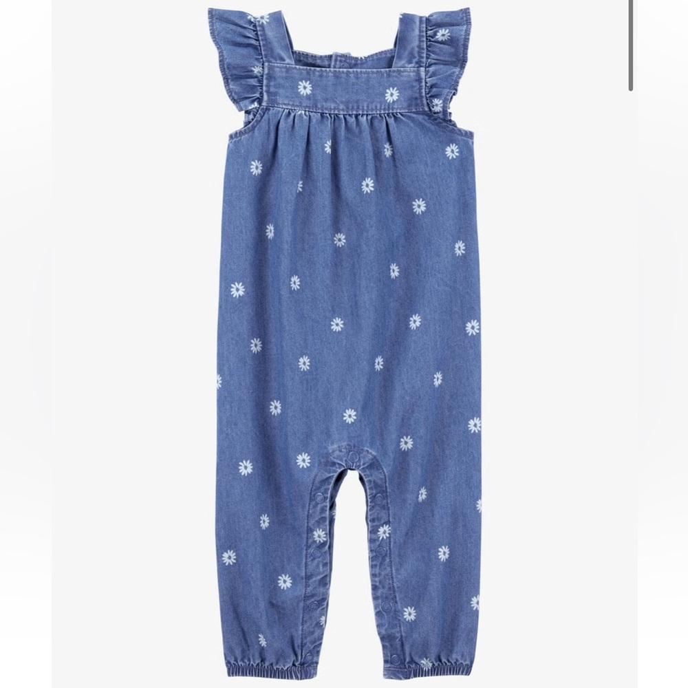 Carter's Blue and White Jumpsuit with Elastic Waist